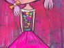 Huge Fairy Princess Painting Bright Neon colors Girly Folk Pop aRt piece